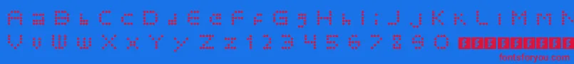Polkadotcrazy-Schriftart – Rote Schriften auf blauem Hintergrund