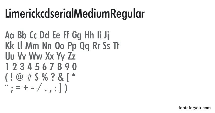 A fonte LimerickcdserialMediumRegular – alfabeto, números, caracteres especiais
