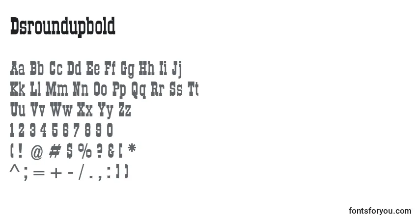 Шрифт Dsroundupbold (31925) – алфавит, цифры, специальные символы