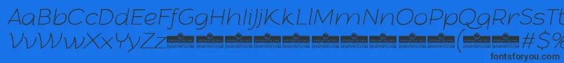 Шрифт ArturoThinitalicTrial – чёрные шрифты на синем фоне