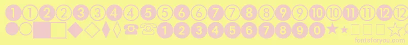 AbacusTwoSsi-fontti – vaaleanpunaiset fontit keltaisella taustalla