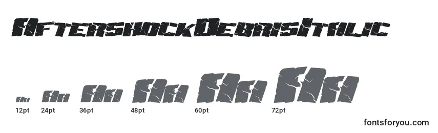 Размеры шрифта AftershockDebrisItalic