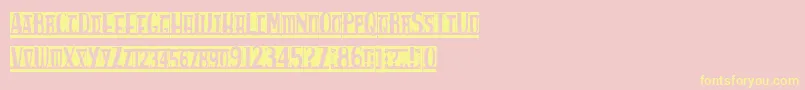 Spankysbungalowblanco-Schriftart – Gelbe Schriften auf rosa Hintergrund