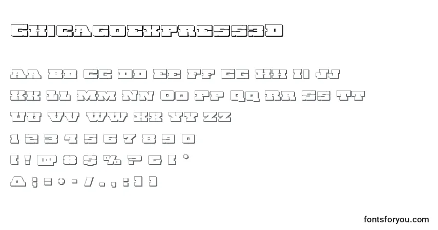 Шрифт Chicagoexpress3D – алфавит, цифры, специальные символы