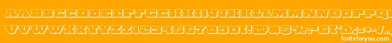 Chicagoexpress3D-Schriftart – Weiße Schriften auf orangefarbenem Hintergrund
