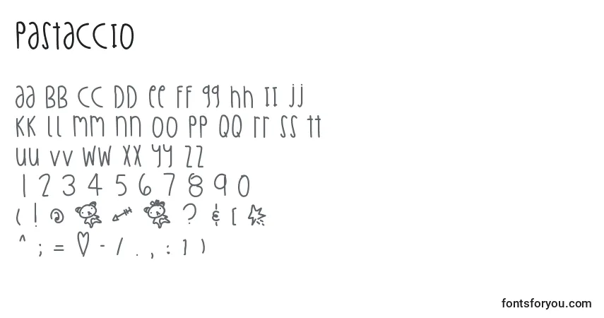 Шрифт Pastaccio – алфавит, цифры, специальные символы