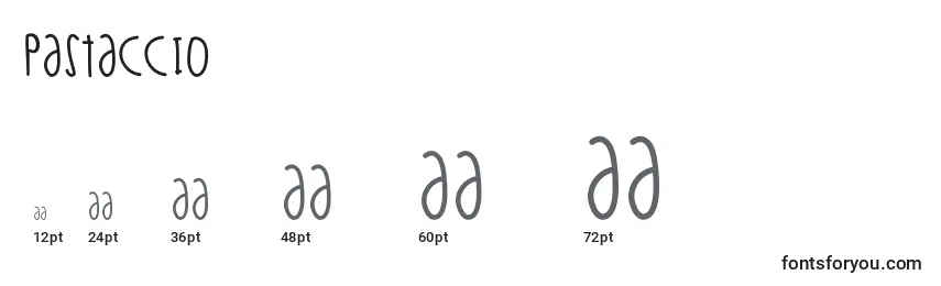 Pastaccio Font Sizes