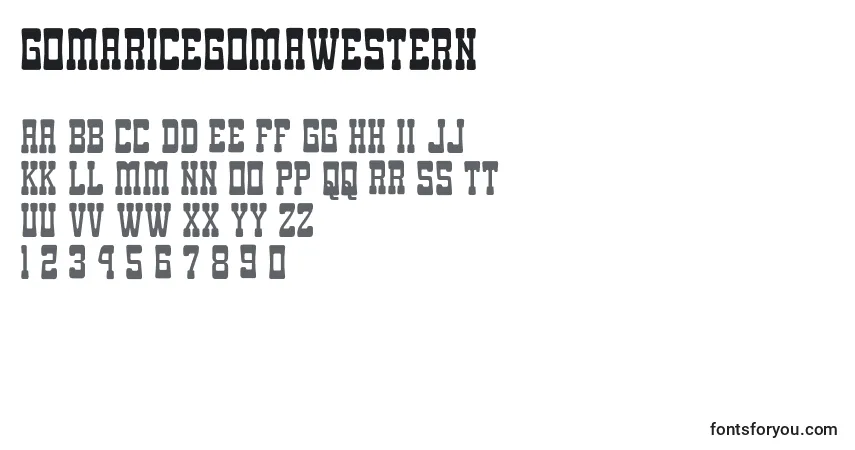 Czcionka GomariceGomaWestern – alfabet, cyfry, specjalne znaki