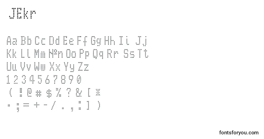 A fonte JEkr – alfabeto, números, caracteres especiais