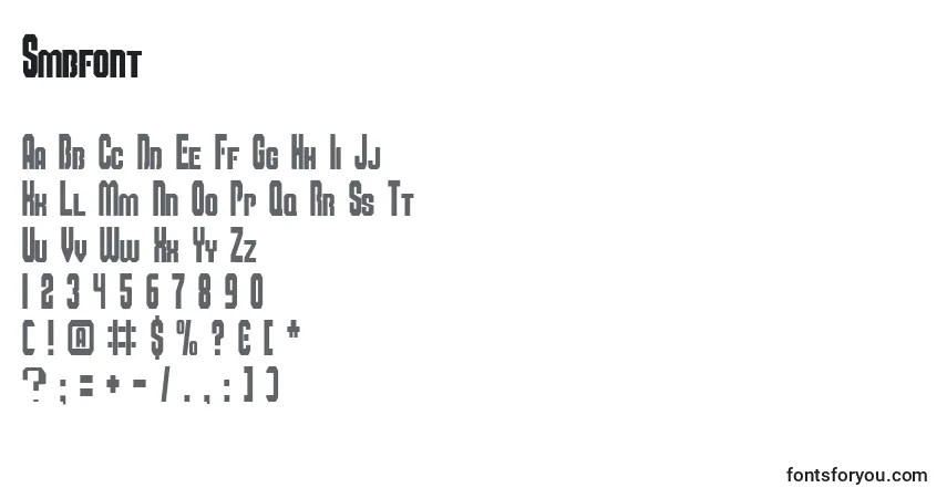 Czcionka Smbfont – alfabet, cyfry, specjalne znaki