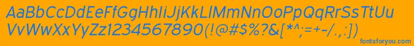 ExpresswaybkItalic-Schriftart – Blaue Schriften auf orangefarbenem Hintergrund