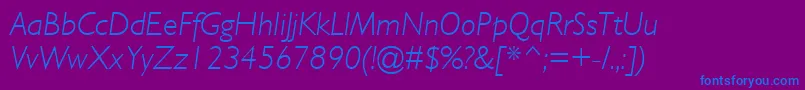 フォントGillSansMtLightItalic – 紫色の背景に青い文字