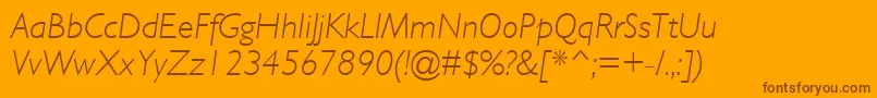 Fonte GillSansMtLightItalic – fontes marrons em um fundo laranja