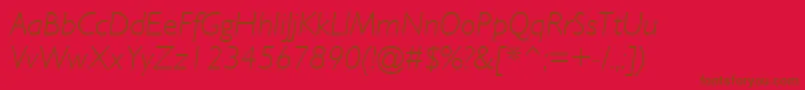 GillSansMtLightItalic-Schriftart – Braune Schriften auf rotem Hintergrund