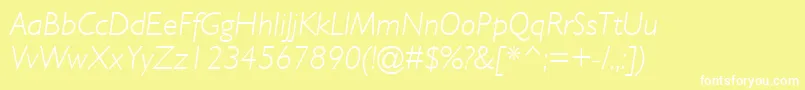Fonte GillSansMtLightItalic – fontes brancas em um fundo amarelo