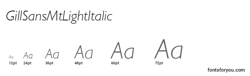 GillSansMtLightItalic Font Sizes