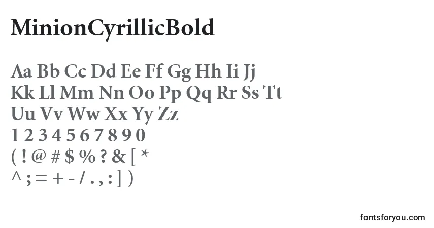 Fuente MinionCyrillicBold - alfabeto, números, caracteres especiales