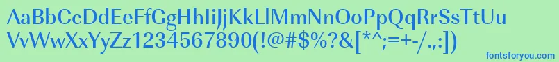 フォントUrwimperialtmednar – 青い文字は緑の背景です。