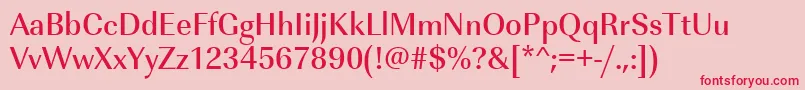 フォントUrwimperialtmednar – ピンクの背景に赤い文字