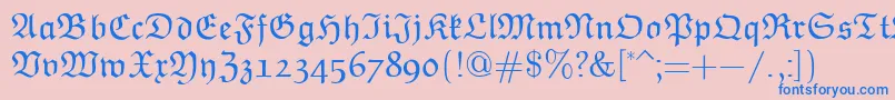 フォントEuclidFraktur – ピンクの背景に青い文字