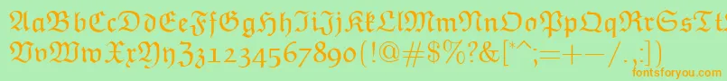 Шрифт EuclidFraktur – оранжевые шрифты на зелёном фоне