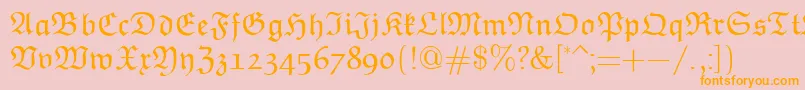 フォントEuclidFraktur – オレンジの文字がピンクの背景にあります。