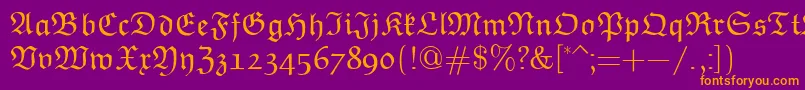 EuclidFraktur-Schriftart – Orangefarbene Schriften auf violettem Hintergrund