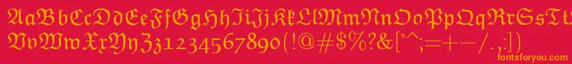 EuclidFraktur-Schriftart – Orangefarbene Schriften auf rotem Hintergrund