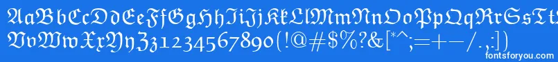 EuclidFraktur-Schriftart – Weiße Schriften auf blauem Hintergrund