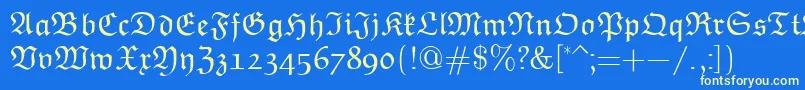 EuclidFraktur Font – Yellow Fonts on Blue Background