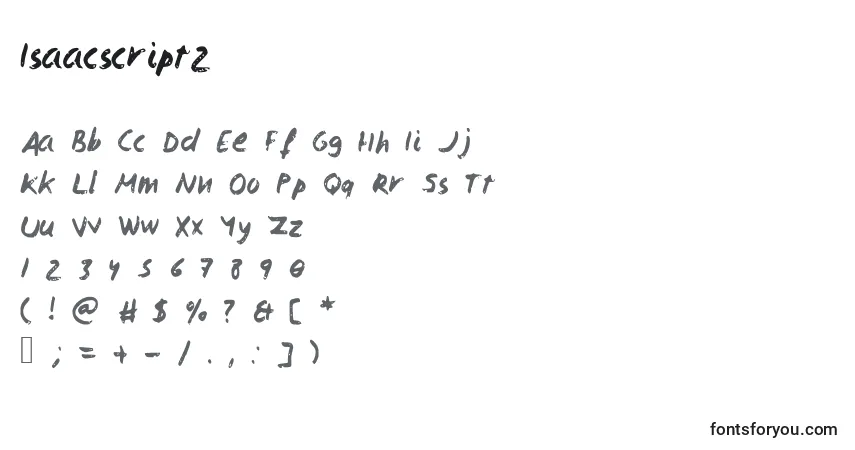 A fonte Isaacscript2 – alfabeto, números, caracteres especiais