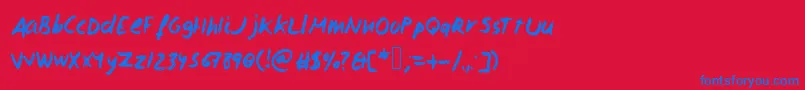 Czcionka Isaacscript2 – niebieskie czcionki na czerwonym tle
