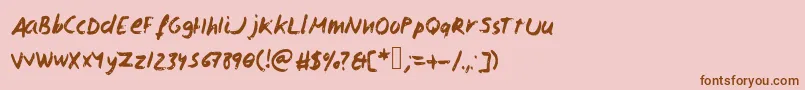Fonte Isaacscript2 – fontes marrons em um fundo rosa