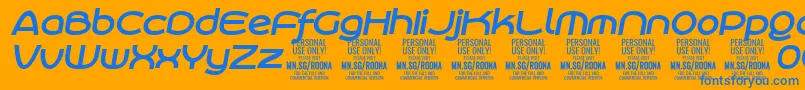 RoonasansboitPersonalUse-Schriftart – Blaue Schriften auf orangefarbenem Hintergrund