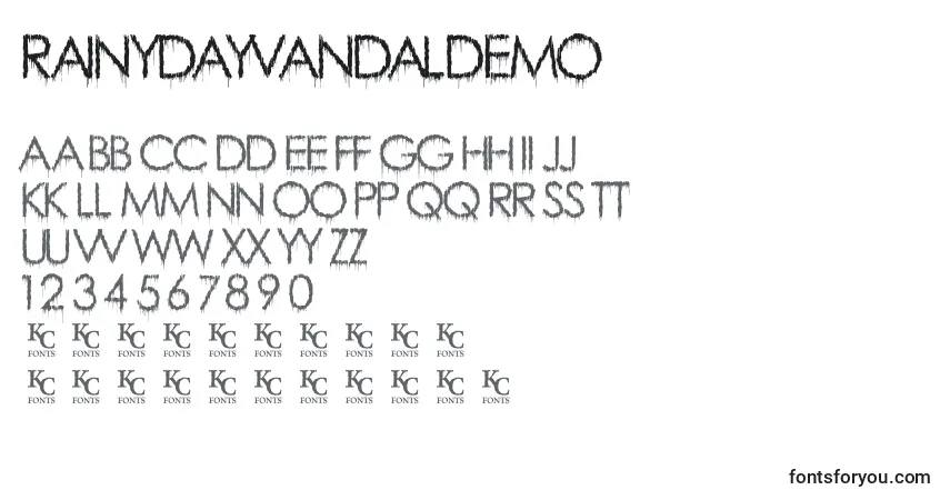 RainyDayVandaldemo Font – alphabet, numbers, special characters