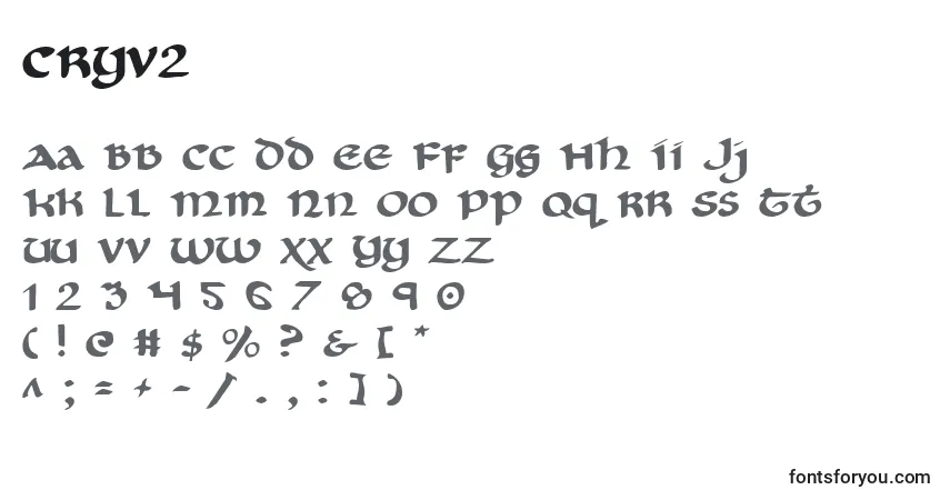 A fonte Cryv2 – alfabeto, números, caracteres especiais