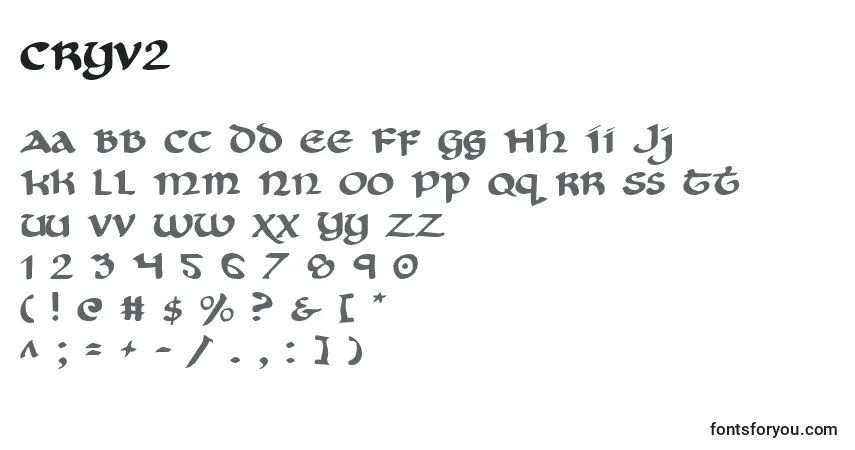 Cryv2フォント–アルファベット、数字、特殊文字