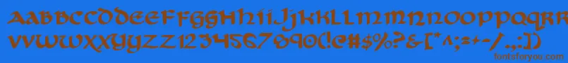 フォントCryv2 – 茶色の文字が青い背景にあります。