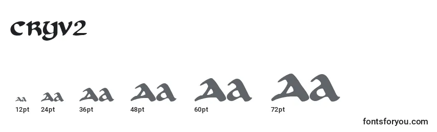 Größen der Schriftart Cryv2