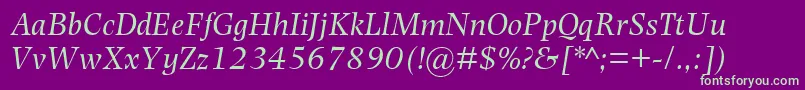 PhotinaMtItalic Font – Green Fonts on Purple Background