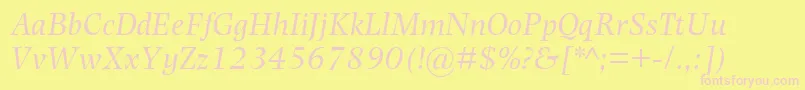 PhotinaMtItalic-Schriftart – Rosa Schriften auf gelbem Hintergrund