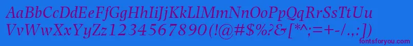 PhotinaMtItalic Font – Purple Fonts on Blue Background