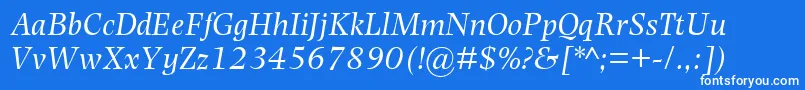 PhotinaMtItalic Font – White Fonts on Blue Background