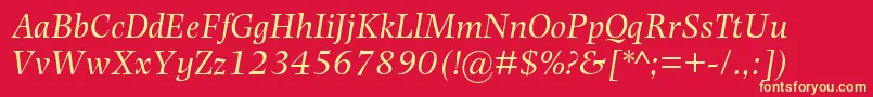 PhotinaMtItalic Font – Yellow Fonts on Red Background