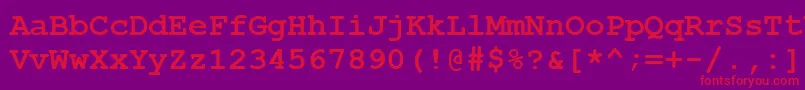 CourierNewCyrBold-Schriftart – Rote Schriften auf violettem Hintergrund