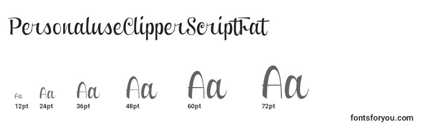 Размеры шрифта PersonaluseClipperScriptFat
