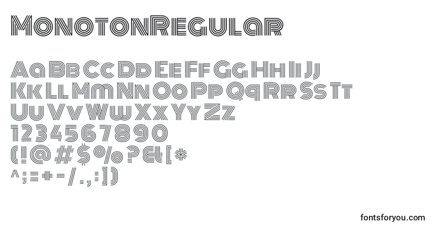 Schriftart MonotonRegular – Alphabet, Zahlen, spezielle Symbole