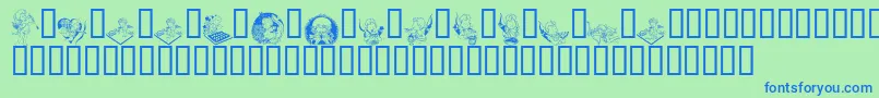 LcrCutesyCupid Font – Blue Fonts on Green Background