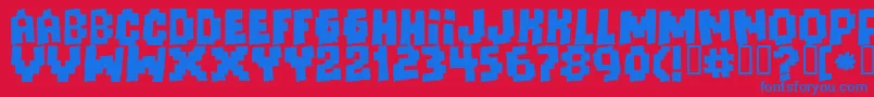 Freaksofnaturemassive-Schriftart – Blaue Schriften auf rotem Hintergrund