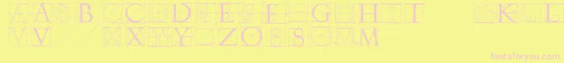 Sketchesbyduerer-Schriftart – Rosa Schriften auf gelbem Hintergrund